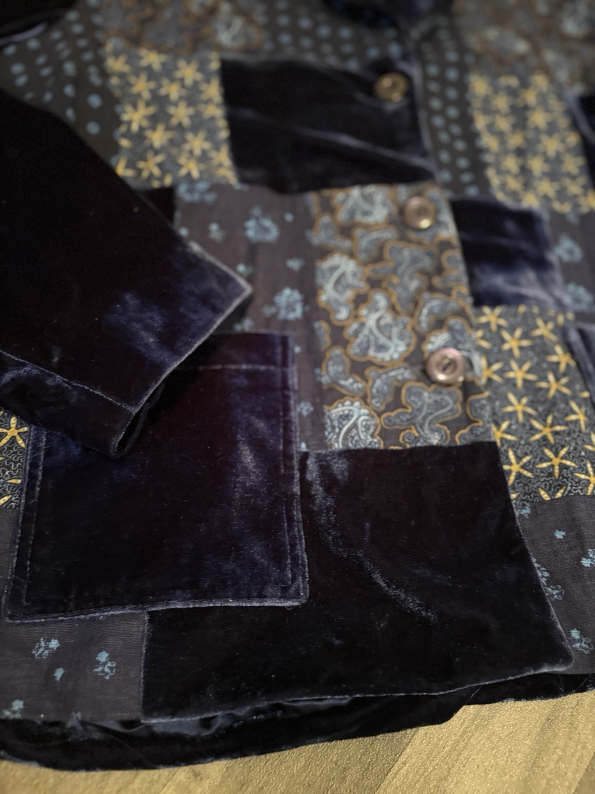 Vintage Changes By Together Patchwork Blue Velvet… - image 4