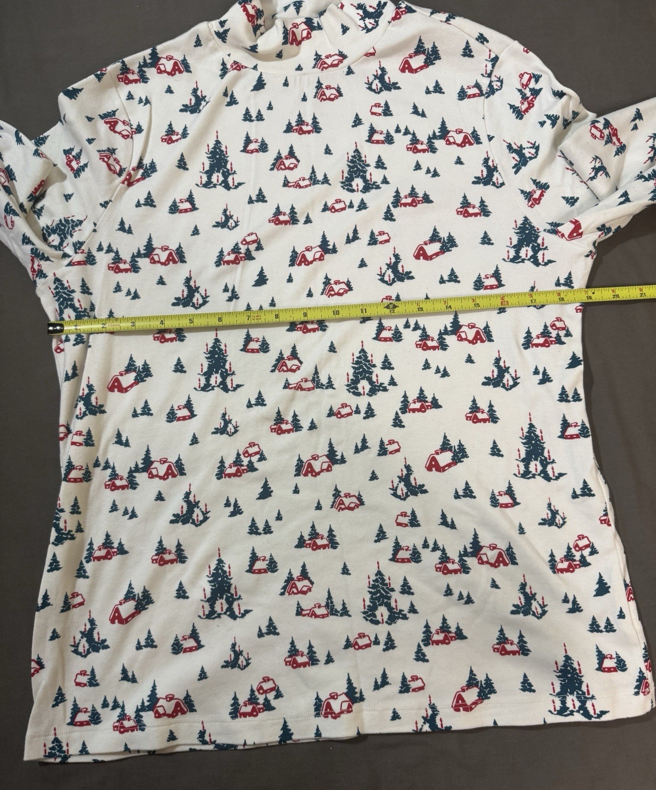 White Stag Christmas Turtleneck Womens XL Tree Cabin Woods Holiday L/S Cotton