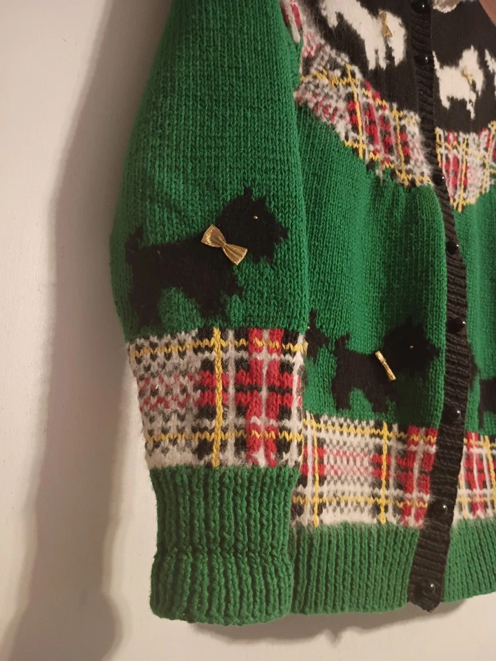 Suéter De Colección Años 90 Marisa Christina Scottie Perro Mujer’s Pequeño Granny Cottage Core Foto 4 de 4