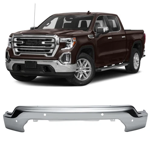Chrome Front Bumper Face Bar With Sensor Holes For 2019-2021 GMC Sierra 1500