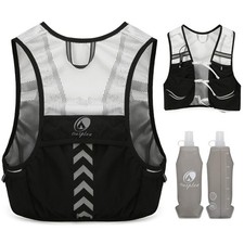 Lightweight Running Vest with 2pcs 500ml Water Bottle for Men Women, Reflecti...