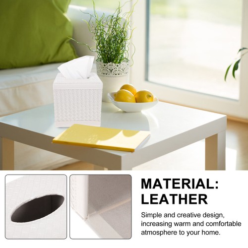 Square Tissue Holder Tissue Box Creative Quilted Leather Tissue Box Cover - Picture 5 of 11