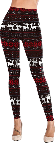 Womens Ultra Soft Brushed Christmas Day Leggings Pants Ankle Length Black Deals - Picture 3 of 4
