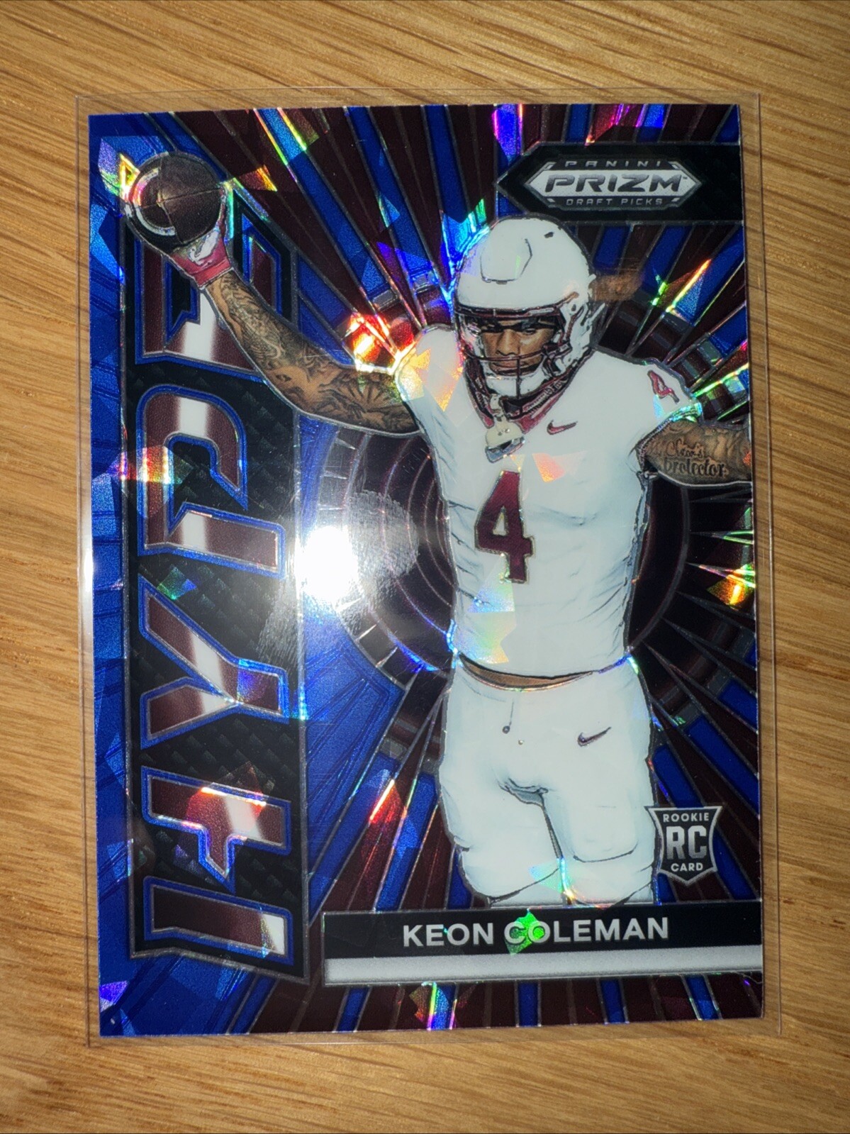 2024 Panini Prizm Draft Football Hype Blue Cracked Ice Keon Coleman /99