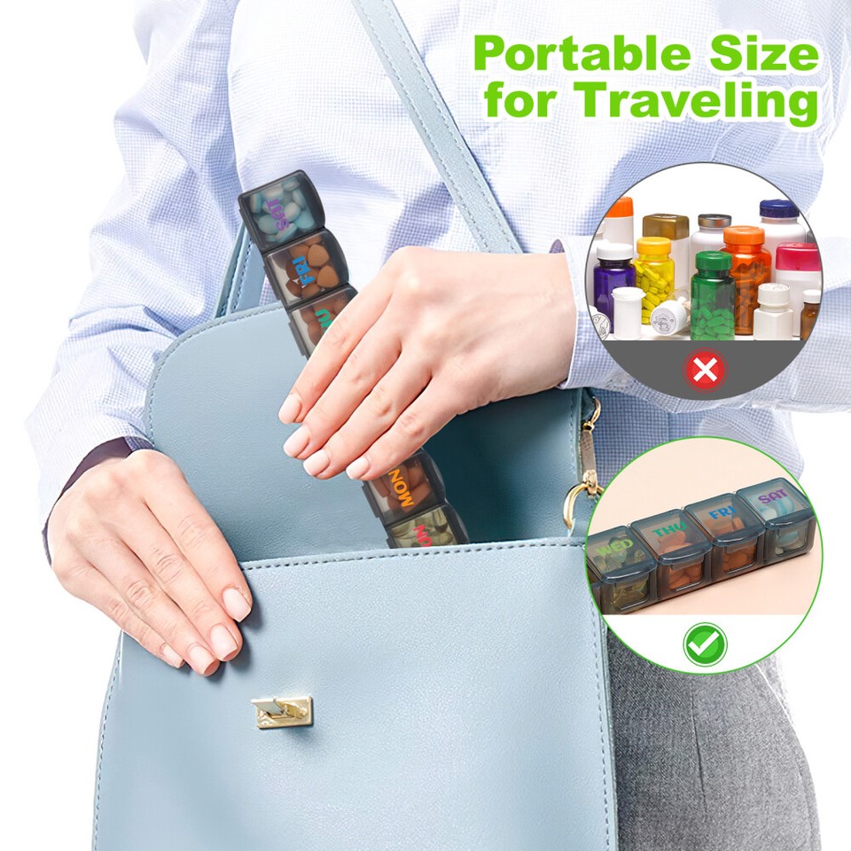 2Pcs Large Weekly Container Organizer Medicine Case for Travel eBay