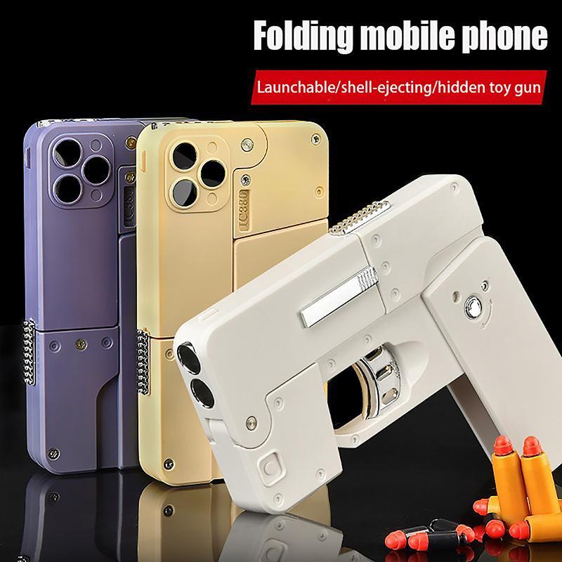 Folding Mobile Phone Pistol with Bullet Folding Toy Gun iPhone Shape ...