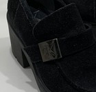 Fair Condition Calvin Klein Black Suede Loafer Style Heels CK Logo Buckle Sz 6 — photo 3