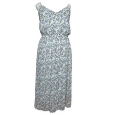 WILD FABLE Strappy White w/ pink yellow floral Maxi Dress Ruffled Neckline Med