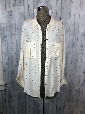 mint velvet womens button down star shirt eu 16 Us 12 Large Ivory