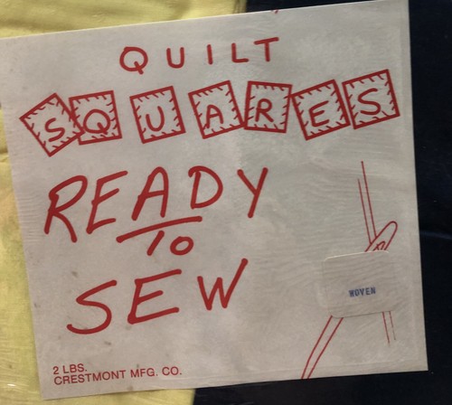 Vintage Quilt Quadrate fertig zum Nähen gewebt Crestmont Mfg blau gelb 2 Pfund - Bild 2 von 6