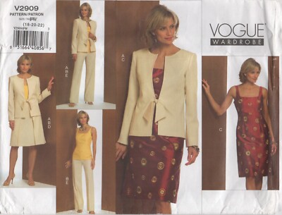 Vogue Schnittmuster 2909 Jacke Kleid Top Rock Hose Gr 18 20 22 Neu