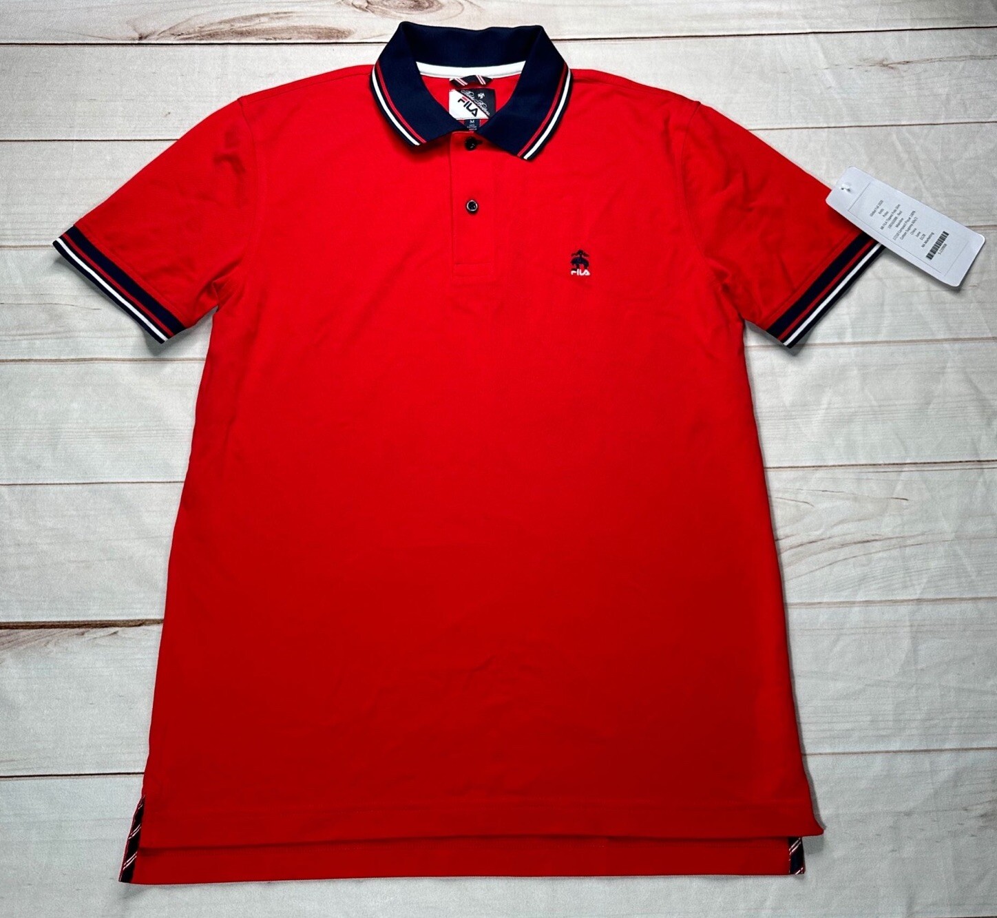T shirt uomo Brooks Brothers X Fila rossa blu M polo slim cotone 128€ nuova con etichetta