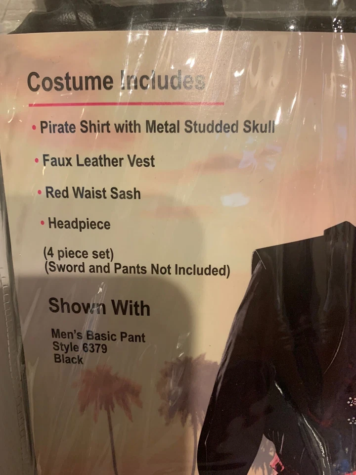 New Dreamguy Looking For Booty Pirate Costume Adult Size Large Shirt Vest Sash - Image 3 of 4