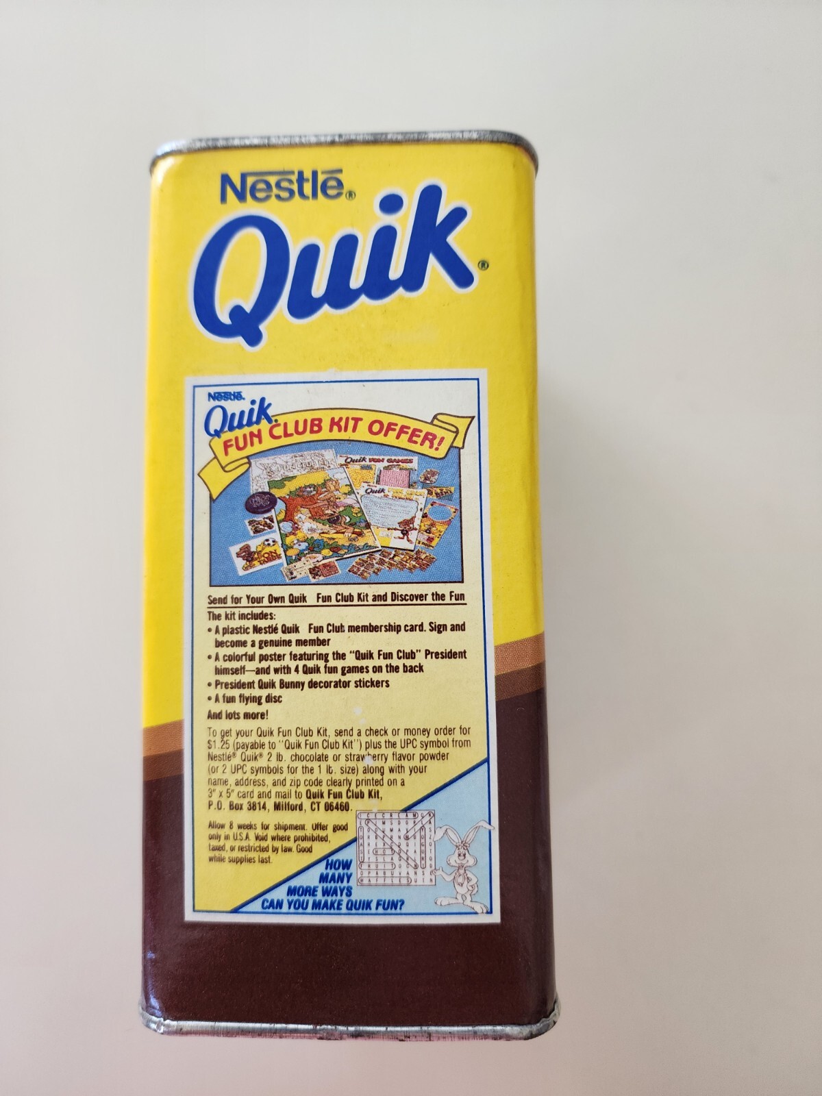 Vintage Nestle Quik Tin Container Chocolate Flavor 8 Oz Milk Drink Mix
