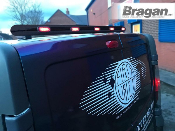 HeckdachträGer + Leds FüR Vauxhall Opel Vivaro 2014 - 2019 Edelstahl Van Schwarz-image