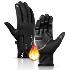 Winter Warm Gloves Touch Screen Non-Slip Cycling Zipper Gloves for Cold Weather