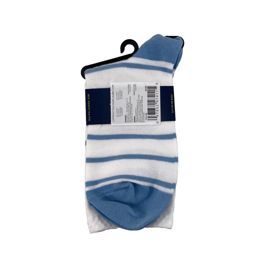 Mujeres Polo Ralph Lauren Vestido Calcetines Azul Cielo Blanco Se Ajusta a Zapato Talla 4 - 10 1/2 Foto 4 de 4
