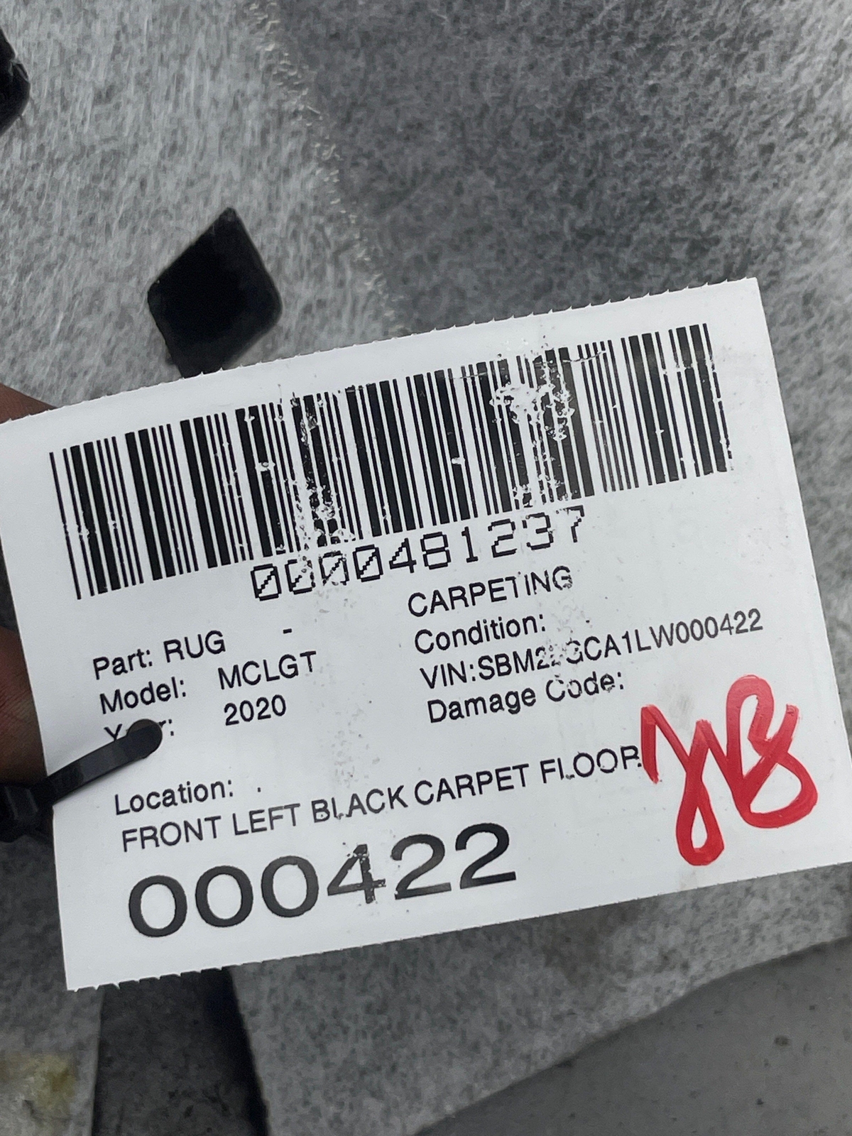 2020-2023 MCLAREN GT FRONT LEFT BLACK CARPET FLOOR OEM 2021 2022