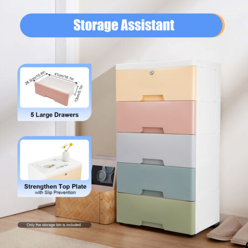 Modern Plastic Drawers Dresser Cupboard Tall Storage Organizer Cabinet Bedroom