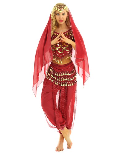 Damen Tanzbekleidung Laterne Kostüm Harem Outfit Cosplay Tanz Schal Bauch Sets - Bild 21 von 139