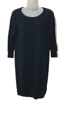 Uniqlo Black Wool Knit Long Sleeve Pullover Sweater Dress Minimalist Size M