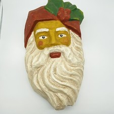 Vtg LARGE Paper Mache SANTA FACE Head WALL HANG Glitter 16 DISPLAY Christmas