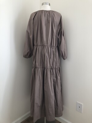 New Zara Womens Maxi Poplin Dress Taupe Grey Size M Large | eBay