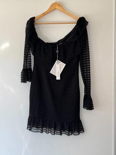 Nicholas Adele Lace Mini Dress Womens Au 12 Us 8 One Shoulder Bell Sleeve NWT - Picture 2 of 8