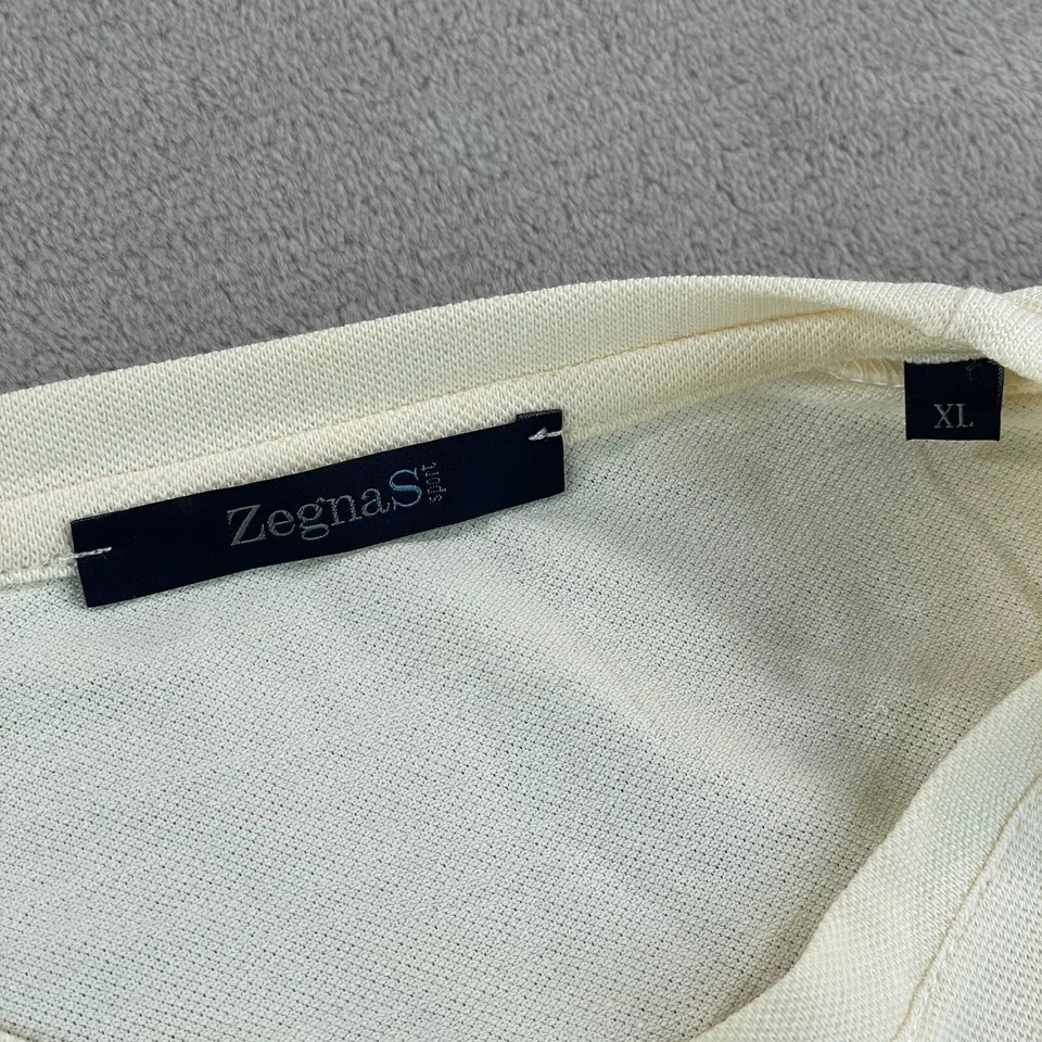 Camiseta Ermenegildo Z Zegna Hombres XL Crema Beige ColorBlock Deporte Italia Nueva Sin Etiquetas $475 Foto 2 de 4