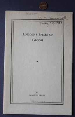 Feb 12 '30 Jewish Scholar Emanuel Hertz Abraham Lincoln Spells Of Gloom Booklet-