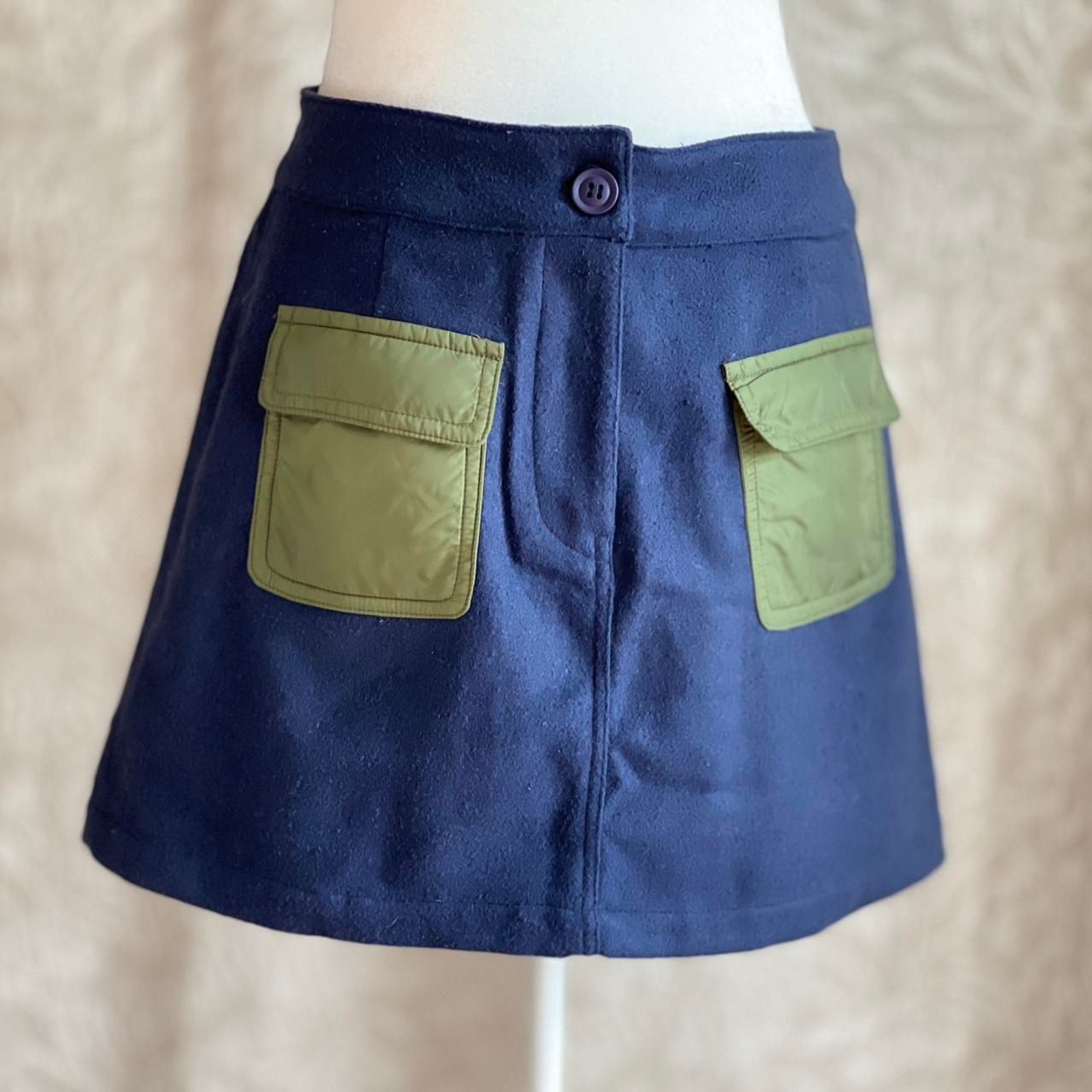 Re:Named Navy Mini Cargo Skirt Green Nylon Pockets Y2K Utilitycore Size M