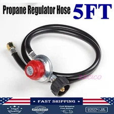 Adjustable Propane Gas Regulator Hose BBQ Grill Burner Tank And 5ft Hose 20PSIG