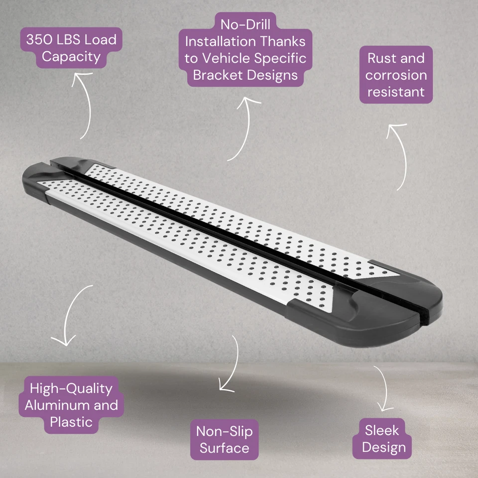 Подножки 5,2 дюйма для BMW X5 2014-2018 и 2007-2013 годов выпуска - 350 фунтов высокопрочные - серебристые - Изображение 2 из 4