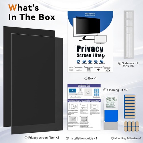 Computer Privacy Screen 2 Pack 22 Inch 16:10 Aspect Ratio Widescreen Removable - Picture 9 of 9