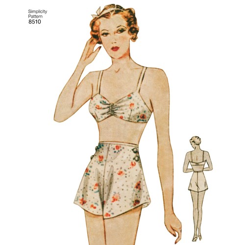 SIMPLICITY 8510 VINTAGE BRASSIERE & PANTS Sewing Pattern Sizes 4-12 & 12-20 - Picture 5 of 6