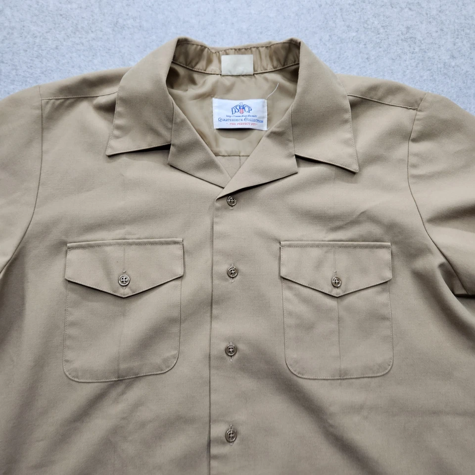 Camisa DSCP Quarterdeck Collection Para Hombre Grande Caqui Marrón Abotonada Foto 2 de 4