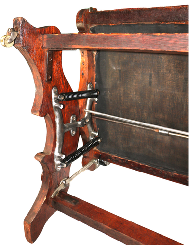 Antique Restored Upholstered Oak & Cast Iron Platform Rocker with Footrest - Picture 15 of 22