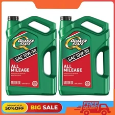 2 Pack Quaker State All Mileage 10W-30 Motor Oil, 5 Quart