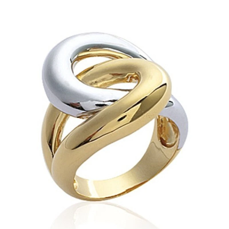Grosse bague noeud boucle bicolore femme plaqu or 750 eBay