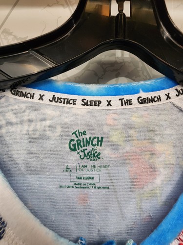 Nwt Justice Grinch Snow Scene Fairisle Snap Front 1 Pc Unisex Pajamas 12/14 - Picture 6 of 7