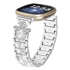 Rhinestone Bling Watch Band for Fitbit Versa 4/Sense 2 Bracelet Wristband Silver