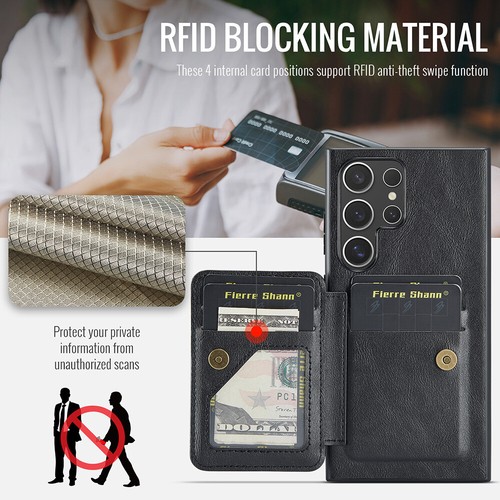 PU Leder Hülle Kartenfach Case Handy Tasche Schutzhülle Cover Etui Magnet Halter - Zdjęcie 17 z 35