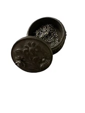 Vintage Pewter Signed Torino 3 In 1 Earring, Necklace & Brooch  Trinket Box NWOT