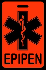 Personalized EPIPEN Hi-Viz Orange Luggage/Bag Tag