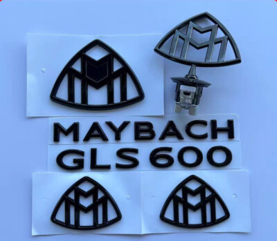 Gloss Black GLS600 Maybach Set Front Fender Rear Emblems Badge For Mercedes Benz