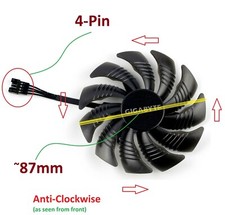 87mm GIGABYTE GTX 960 1050 1060 1070 RX 470 480 Fan Replacement T129215SU 4-Pin/