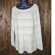 NWT Madison Womans pullover Knit Sweater Large Beige Long Sleeve