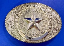 Great State Of Texas LONE STAR Flag Olive Branch Gold Color Vintage Belt Buckle