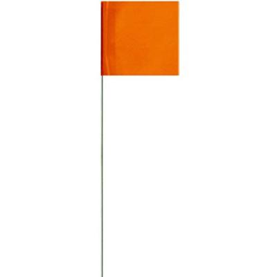 Orange Marking Flags on 15'' Steel Wire Staffs 2'' X 3'' - 100 per Bundle