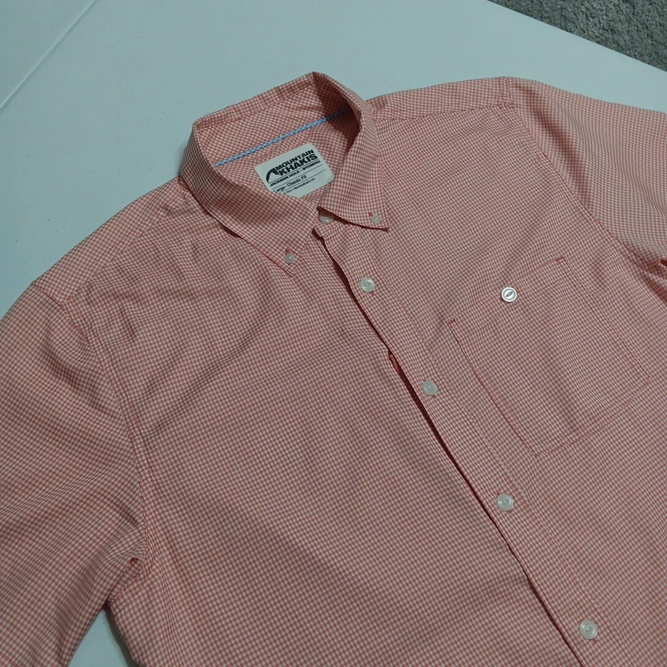 Camisa MOUNTAIN KHAKIS Para Hombre Grande Con Botones Roja A Cuadros Manga Corta Foto 4 de 4